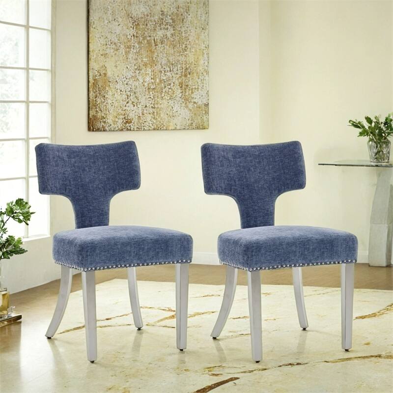 Modern Dining Chairs Set of 2,Chenille Fabric Upholstered Accent Chair