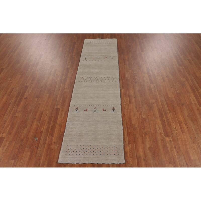 Gabbeh Indian Runner Rug Hand-Knotted Oriental Tribal Wool Carpet - 2'7"x 9'7"