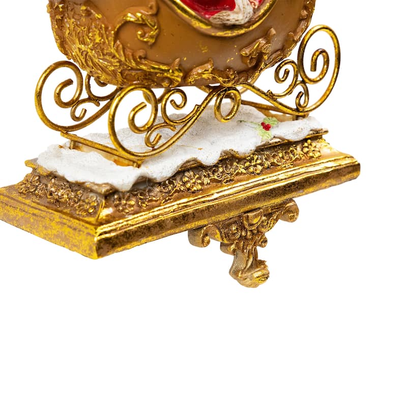 Set of 2 Gold Santa Reindeer Glittered Christmas Stocking Holders 9.5"