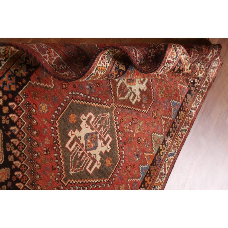 Hand Knotted Oriental 100% Wool Carpet Traditional Tribal Red Abadeh Area Rug - 5' 0'' X 3' 7''