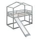 preview thumbnail 23 of 46, Playhouse Twin Over Twin Bunk Kids Bed with Roof,Slide,Ladder,Stairs