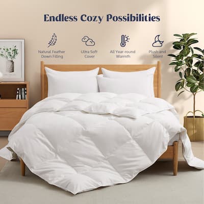 White Feather Down Comforter Duvet Insert All Warmth Levels