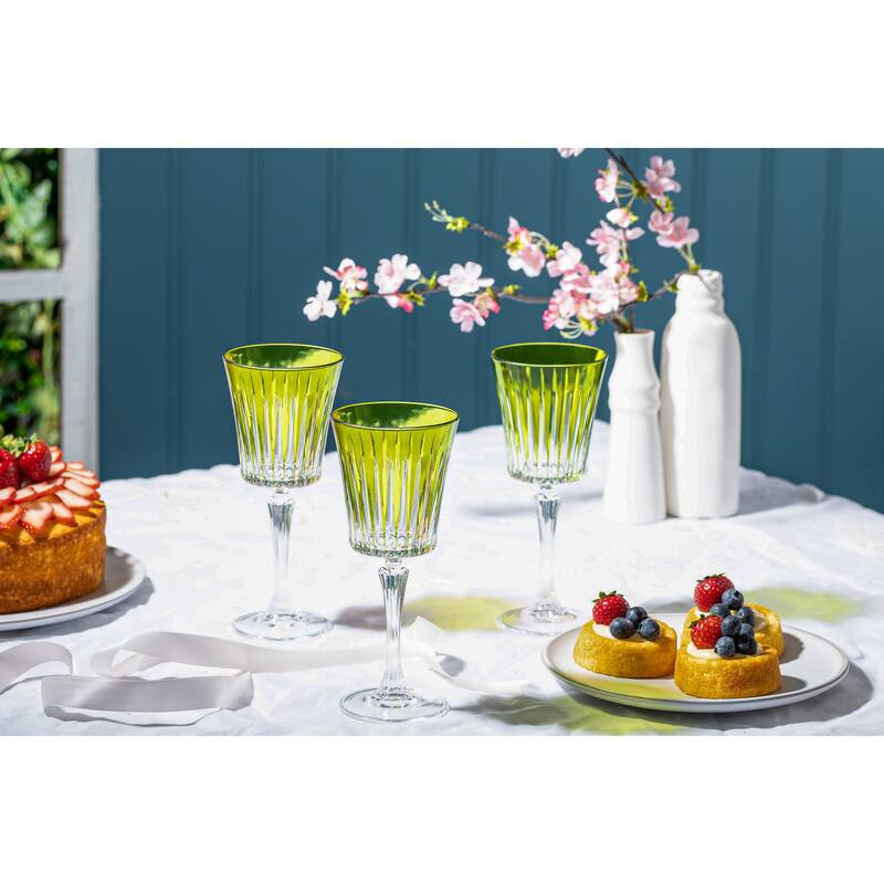 Majestic Gifts European Glass Water / Wine Goblet-Green-Set/6 - 10 Oz.