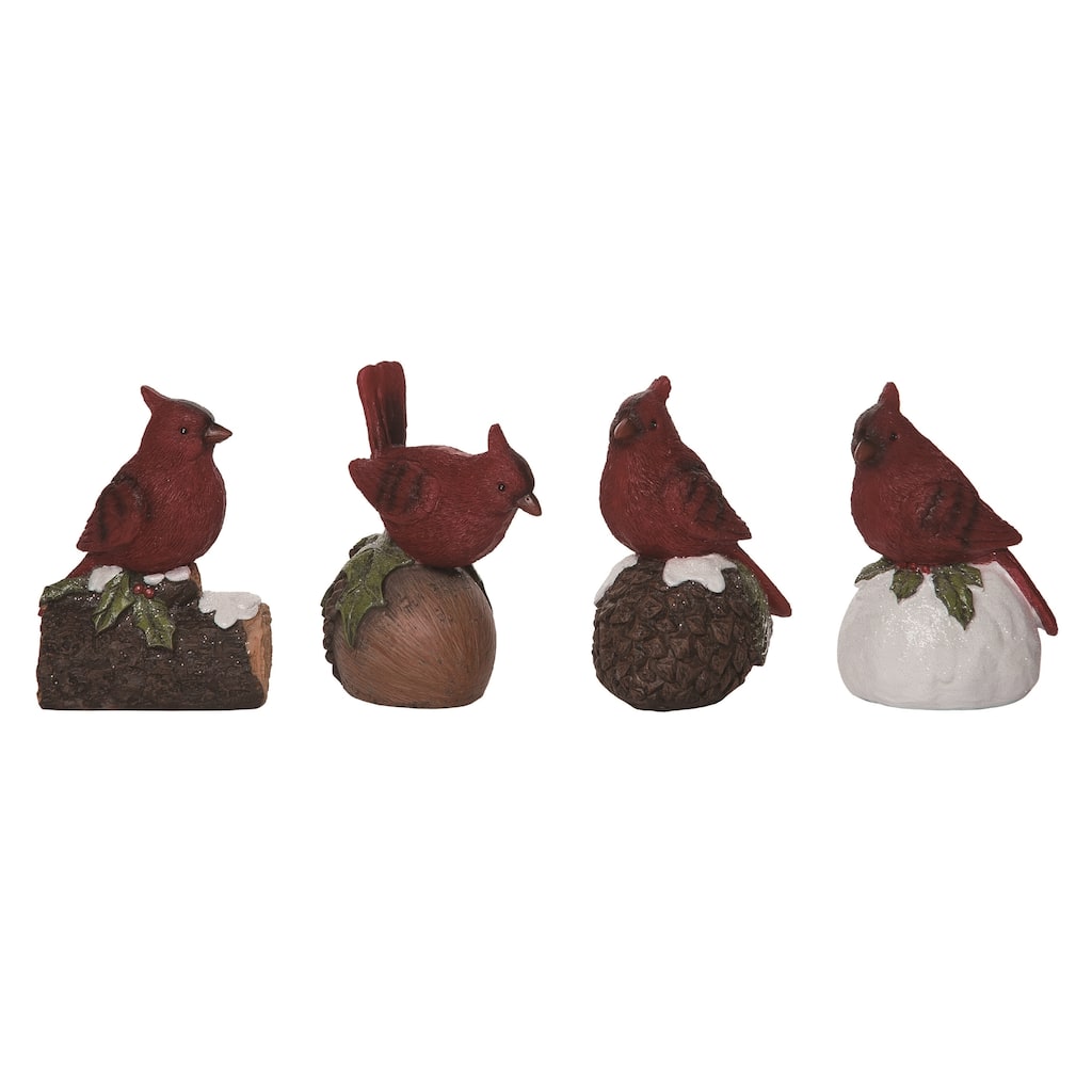 Transpac Resin Wild Cardinal Figurine Set of 4 Christmas Home Decorations