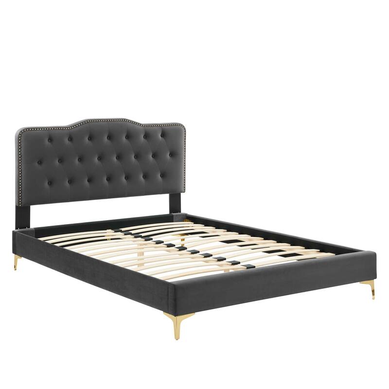 Amber Tufted Performance Velvet Twin Platform Bed