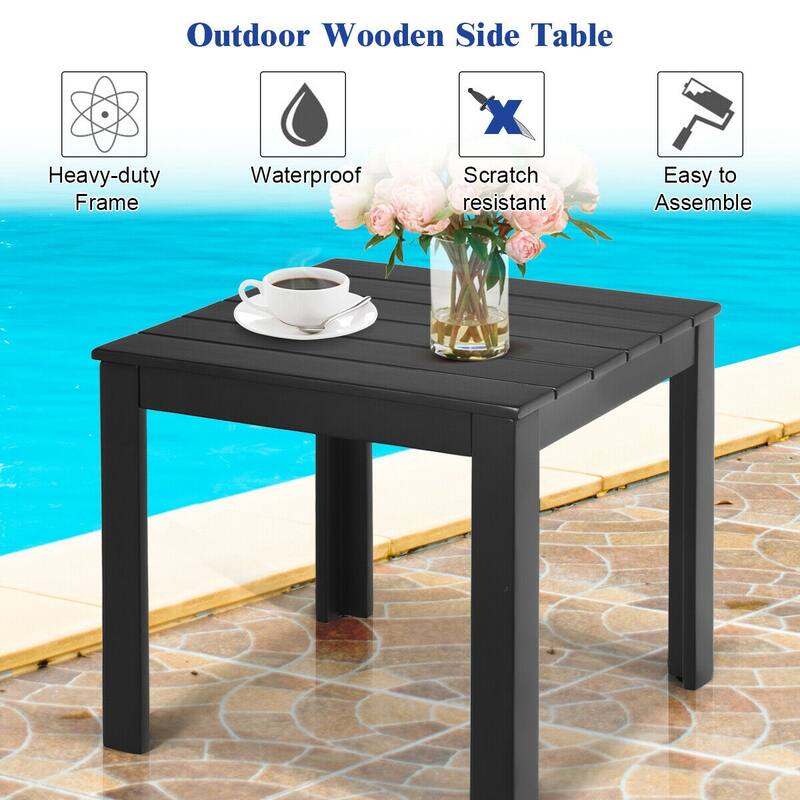 Gymax 2PCS Wooden Square Side End Table Patio Coffee Bistro Table - See Details