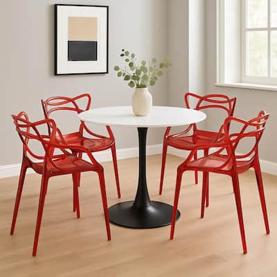 Milan Modern Intertwined Stackable Contemporary Accent Dining Chair for Dining Room Living Room and Outdoor Set of 4