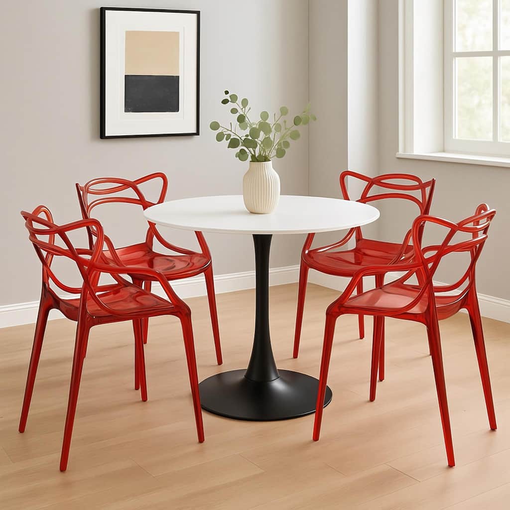 Milan Modern Intertwined Stackable Contemporary Accent Dining Chair for Dining Room Living Room and Outdoor