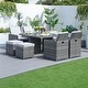 preview thumbnail 12 of 19, 9-Piece Aluminum Dining Set with Tempered Glass Tabletop and Umbrella Hole