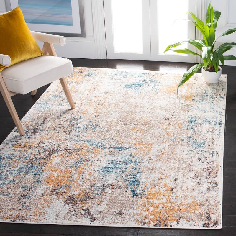 SAFAVIEH Crystal Chrystel Modern Abstract Distressed Rug - 4'5" x 6'5" - Ivory/Yellow