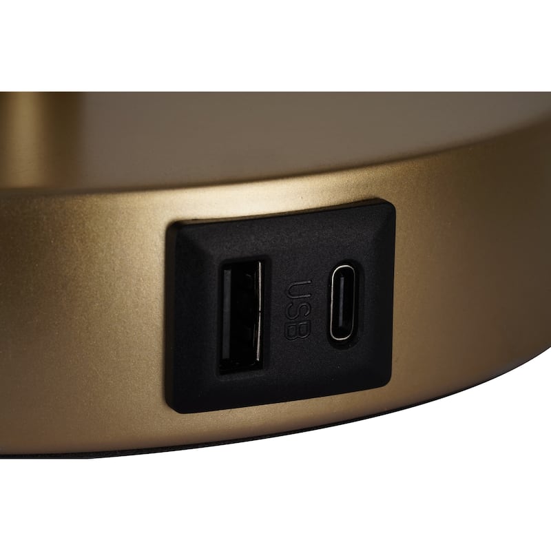 Kenroy Home Marlow Lamp with USB ports - Antique Brass - Set of 2