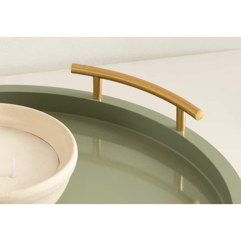 Kate and Laurel Halsey Wood Round Decorative Tray