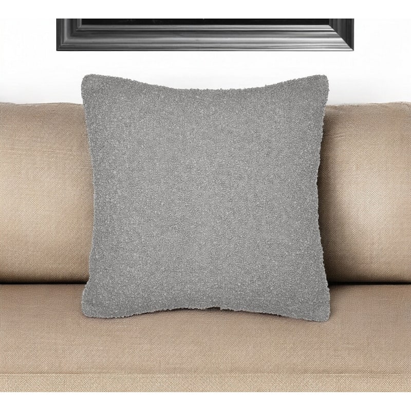 HomeRoots 20" Gray Throw Pillow With Shag - Accent - Polyester