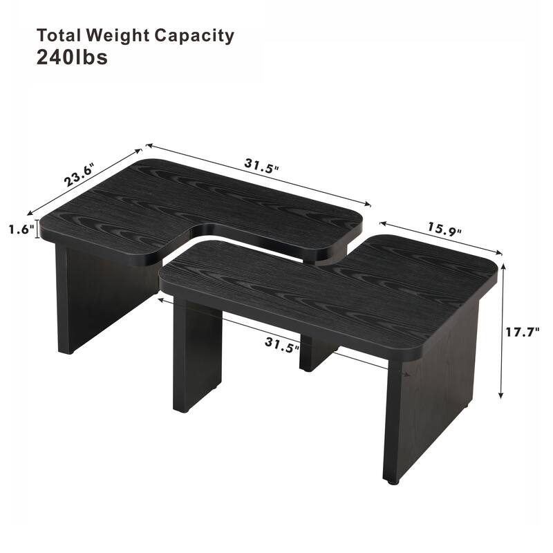 GDFStudio - Carter L-Shaped Farmhouse Coffee Table with Detachable Design