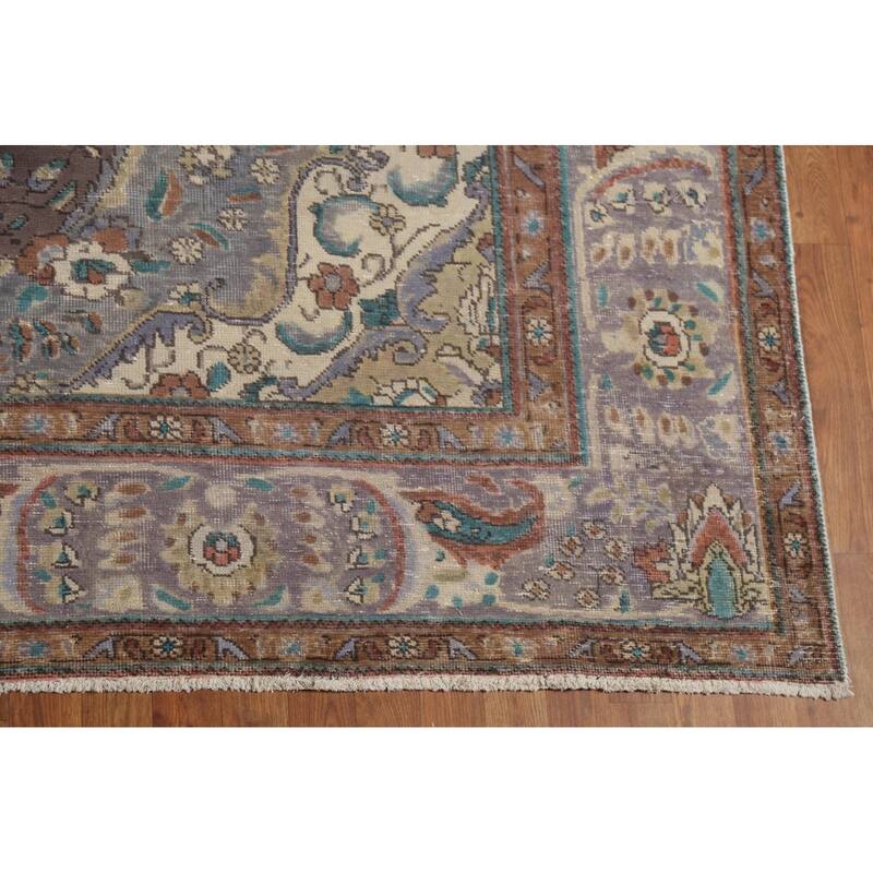 Traditional Tabriz Persian Vintage Area Rug Hand-Knotted Wool Carpet - 9'11"x 12'2"