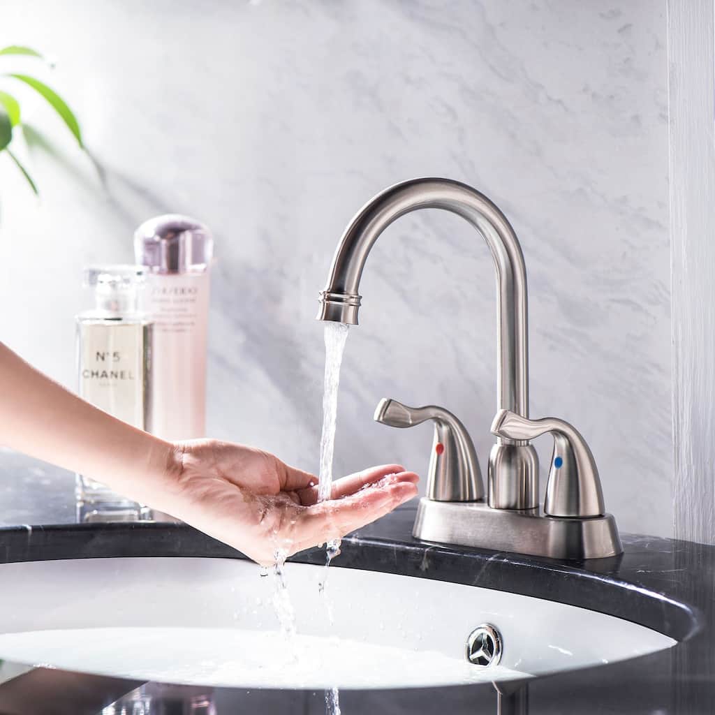 Bathroom Faucet - Bathroom Sink Faucet 2 Handle Lavatory Faucets Set with Pop-up Drain and Water Hoses