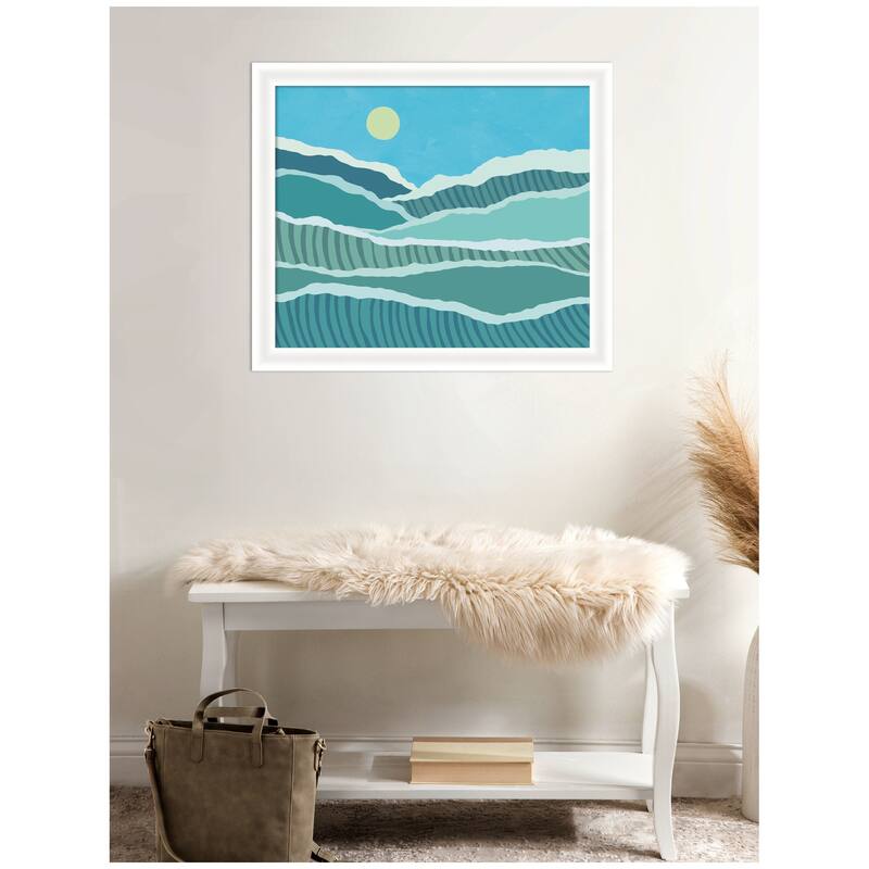 Kate and Laurel Framed Art Abstract Waves by Rachel Lee
