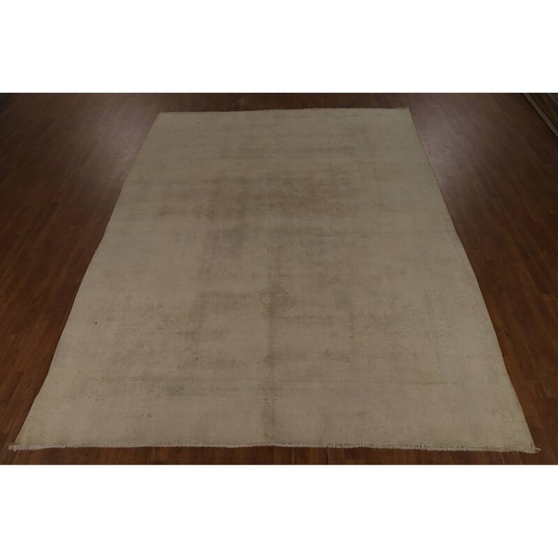 Distressed Tabriz Persian Vintage Area Rug Hand-Knotted Wool Carpet - 8'9" x 11'4"