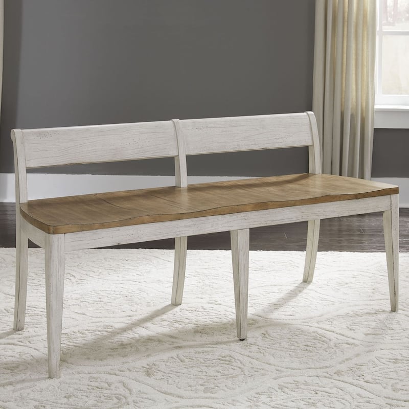 Farmhouse Reimagined Antique White and Chestnut Bench - Antique White