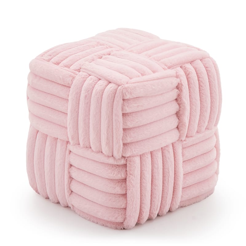 Soft Corduroy Fabric Ottoman Stool for Home Bedroom Living Room Vanity Chair Comfortable