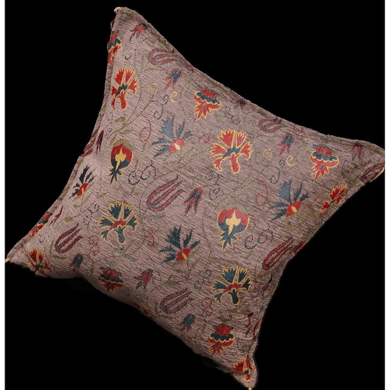 Carnation Fern Chenille Turkish Decorative Pillow