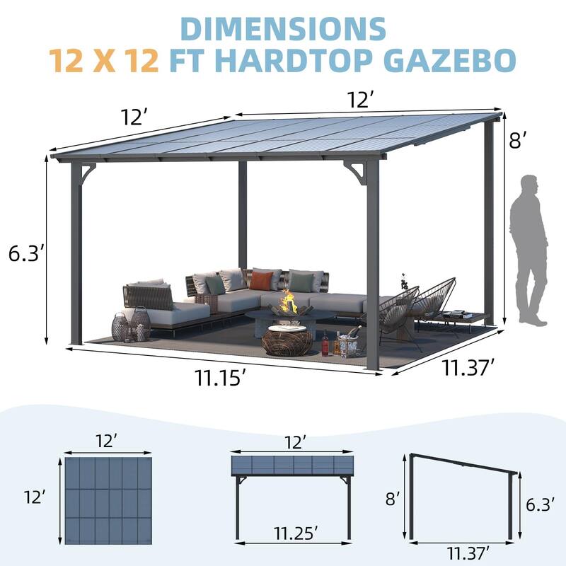 AECOJOY Wall Mounted Gazebos Pergola Gazebo Awnings for Backyard