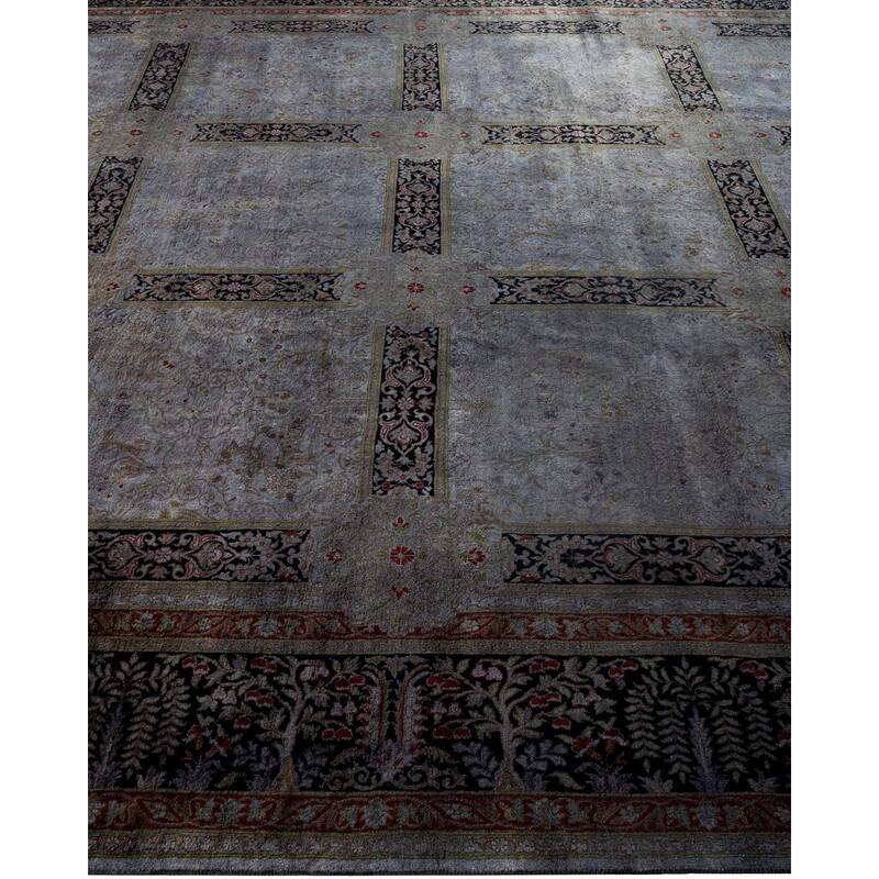 Overton Hand Knotted Wool Vintage Inspired Modern Contemporary Overdyed Gray Area Rug - 9' 2" x 12' 1"