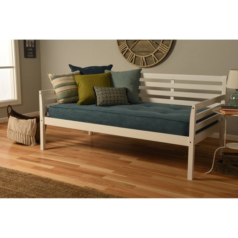 Copper Grove Kutaisi Daybed with Linen Aqua Mattress - White