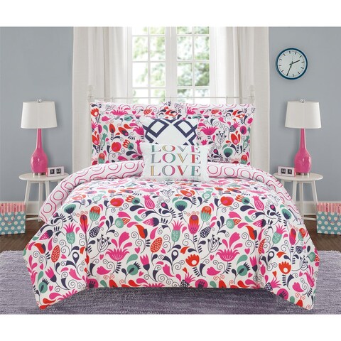 Chic Home Audley 9 Piece Reversible Colorful Floral Comforter Set