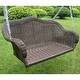 preview thumbnail 6 of 6, International Caravan Resin Wicker Hanging Loveseat Swing Antique Pecan
