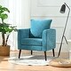 preview thumbnail 1 of 7, Teal Boucle Barrel Accent Chair with Pillow – Upholstered Armchair with Wood Legs for Living Room or Bedroom Teal