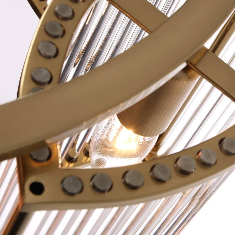 Modern Glam 6-Light Clear Glass Drum Chandelier for Living/Dining Room - Gold