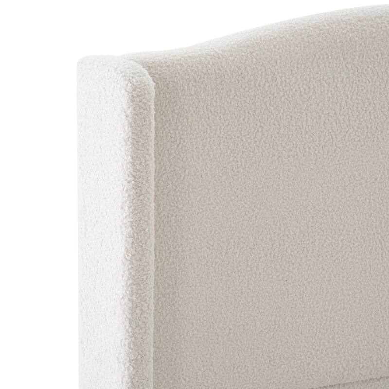 Upholstered Teddy Velvet 49.21" High Headboard Twin Size Bed Frame with 27.17" High Footboard