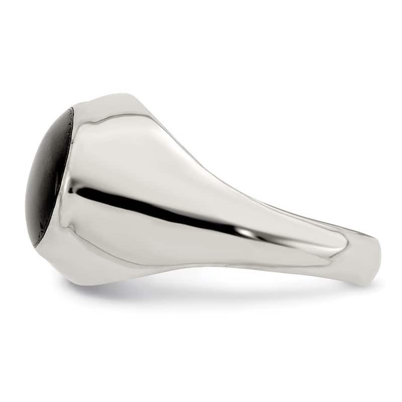 Curata 925 Sterling Silver Polished Black Simulated Onyx Ring