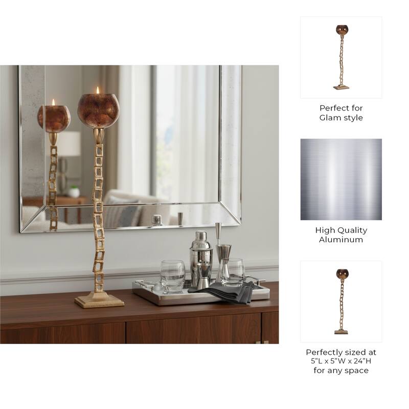 Metal Globe on Base Tealight Candle Holder - Gold, 24 in.