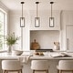 preview thumbnail 1 of 17, LALUZ Modern 1-Light Black Gold Kitchen Island Pendant Light with Clear Glass for Dining Room D6" x H12.5" - Black&brass