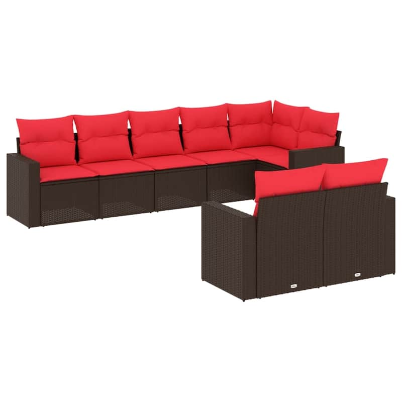 vidaXL Patio Sofa Set with Cushions Outdoor Conversation Furniture Poly Rattan