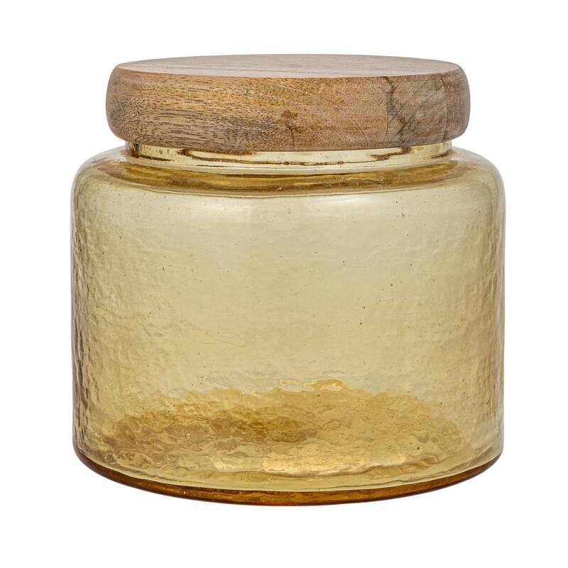 Hammered Glass Jar with Mango Wood Lid