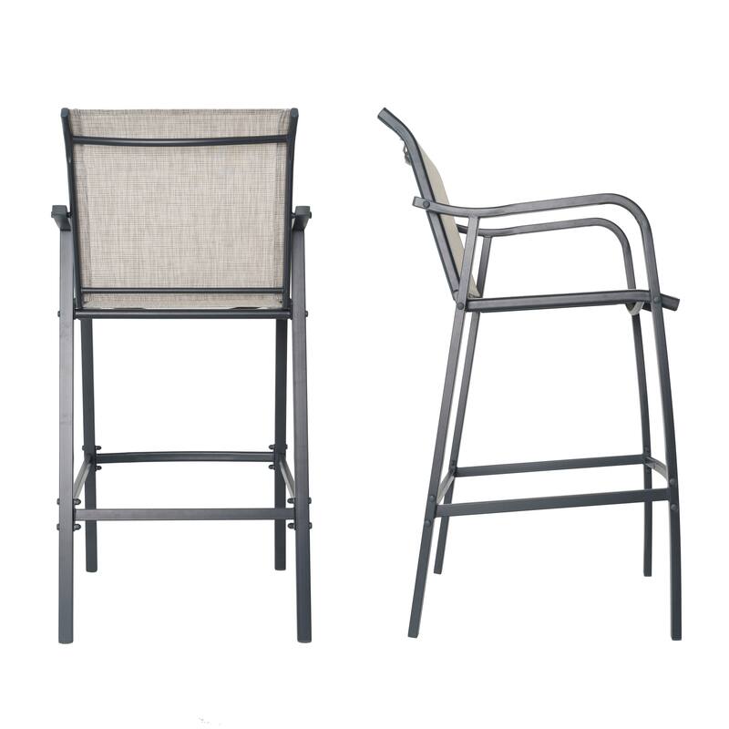 Outdoor Bar Stools Patio Bar Chairs and Glass Bar Table with Umbrella Hole