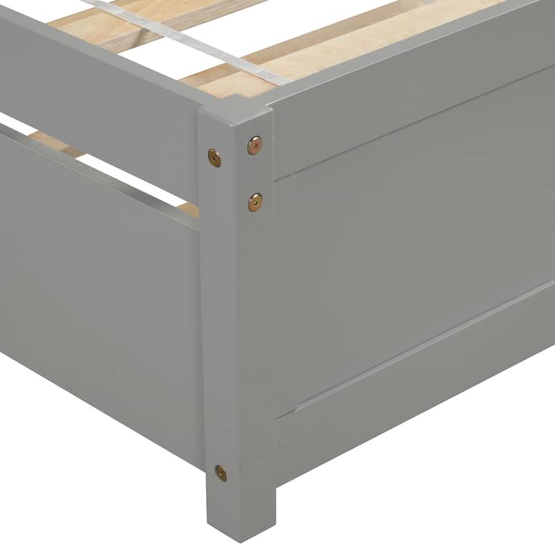 Platform Bed Wood Bed Frame with Trundle
