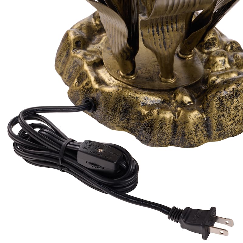 20-inch Antique Brass and Hand Blown Glass 5 Calla Lily Uplight Accent Lamp - 15" x 14" x 20"