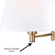 preview thumbnail 7 of 5, Chapeau Plug-In Brass Cone Motion Sensor Swing Arm Wall Lamp White Linen Shade - 12-in W x 13-in H x 22.25-in D