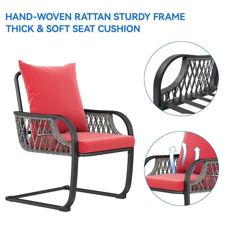 Moasis 3-Piece Outdoor Patio Furniture Wicker Bistro Set C Spring Motion Chairs - 3PCS