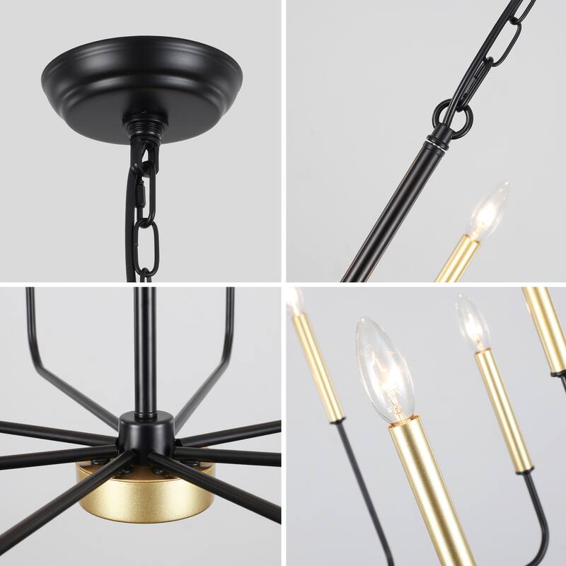 Farmhouse Chandelier, 8-Light Classic Candle Metal Chandelier for Dining Room Living Room Bedroom Kitchen - W26.96"x H34.44"
