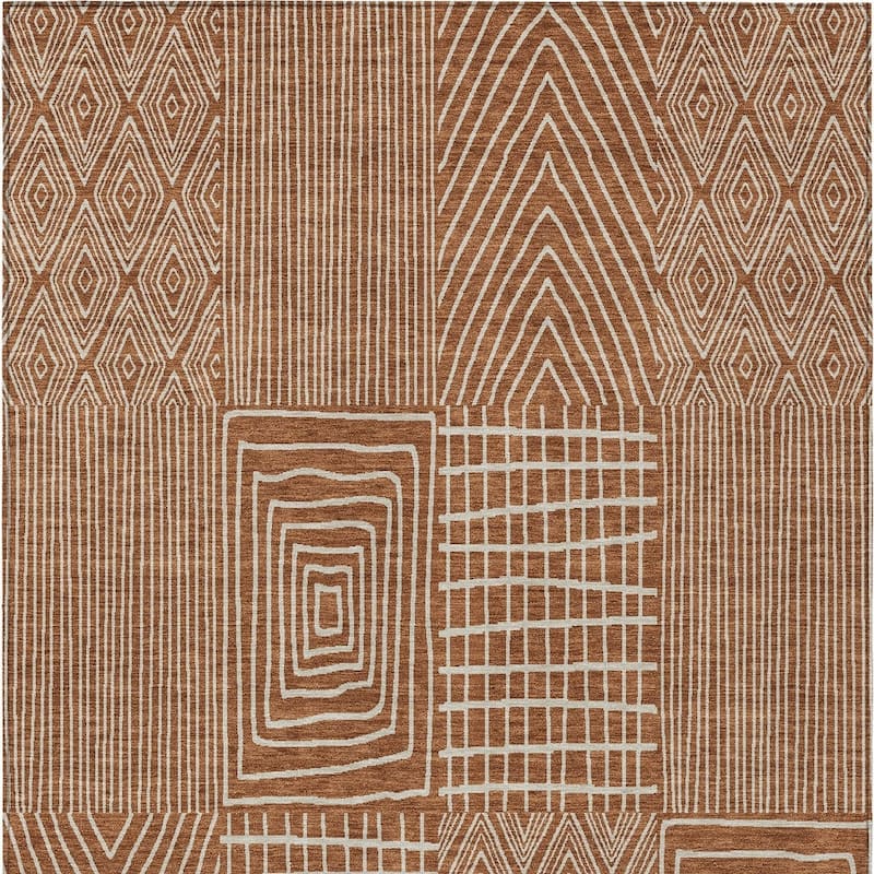 HomeRoots Geometric Transitional Rectangle Outdoor Rug