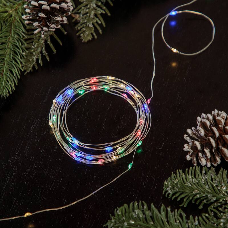 50 B/O Multicolor LED Micro Fairy Lights - 16ft, Copper Wire
