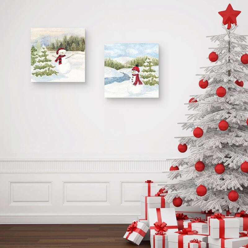 Snowman Wonderland II, Snowman Wonderland III by Tara Reed Canvas Art Prints