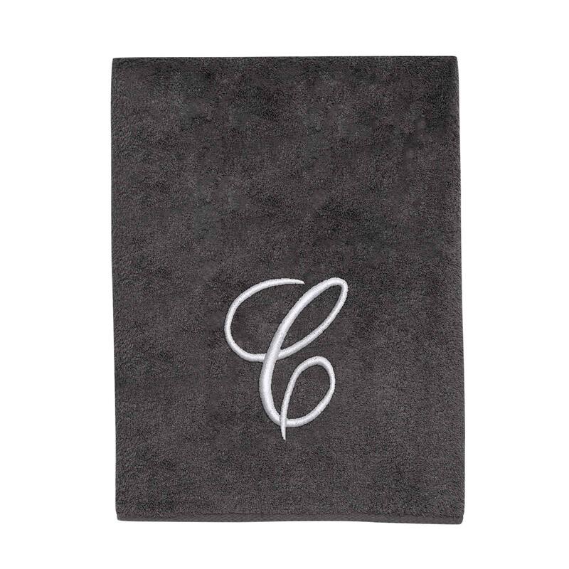 Avanti Linens Granite/Silver Script Monogram Bath Towel Letter C - Bath Towel