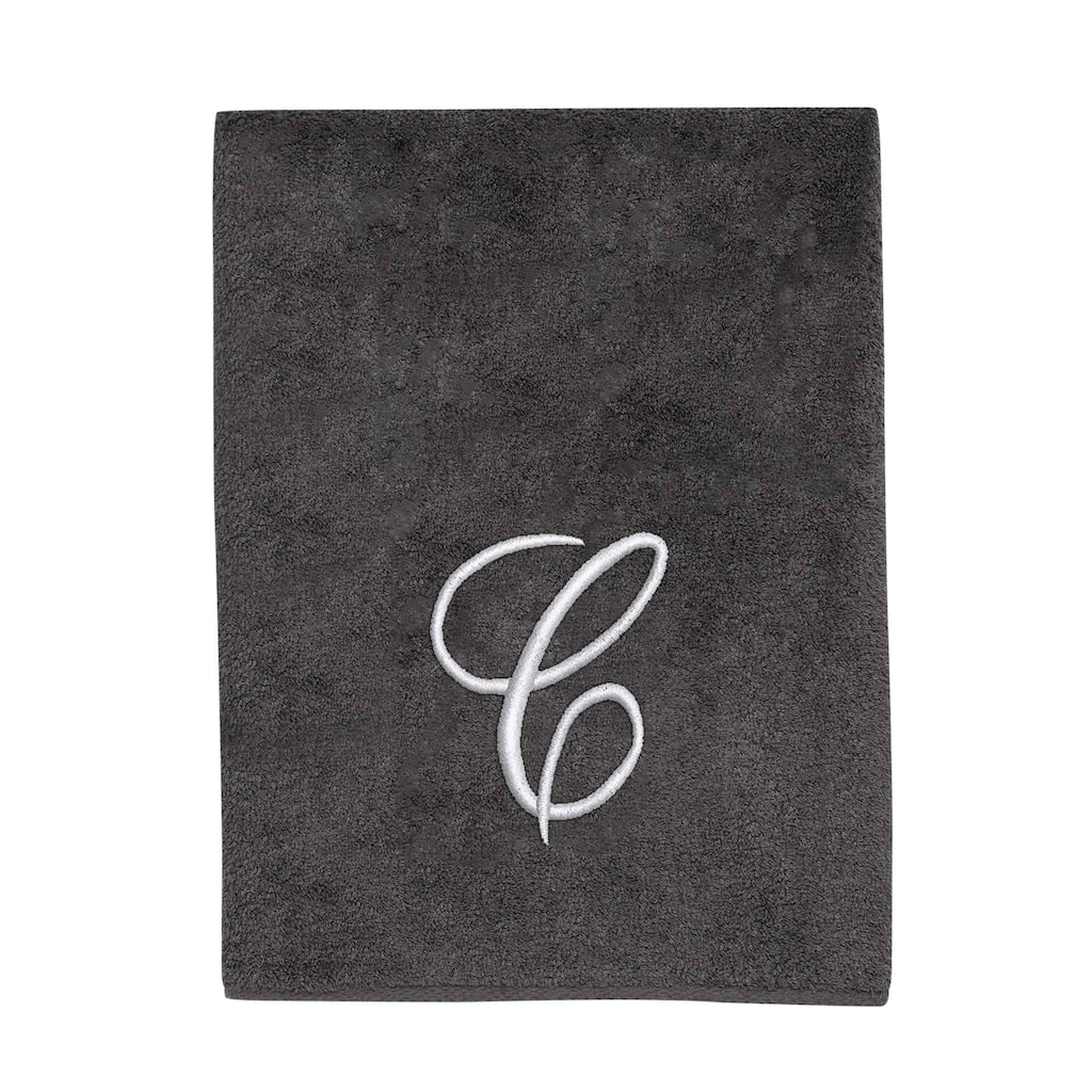 Avanti Granite with Silver Script Monogram Bath Towel Letter C - Bath Towel