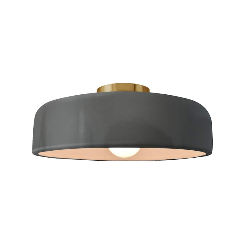 Justice Design Radiance - Medium Spire Semi-Flush Light - Brushed Brass/Gloss Grey